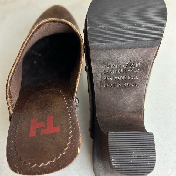 Vintage Brown Leather Studded Clogs Y2K Size 7 1/2 - Picture 8 of 8